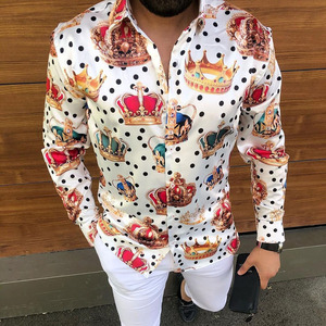RNSHANGER mode hommes revers <span class=keywords><strong>chemises</strong></span> décontracté Design imprimé à manches longues rue hommes Slim Fit <span class=keywords><strong>chemises</strong></span> Streetwear <span class=keywords><strong>taille</strong></span> 3XL chemise - Product Image 3