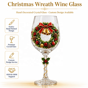 Couronne <span class=keywords><strong>de</strong></span> Noël en <span class=keywords><strong>verre</strong></span>, nœud en cristal transparent, fait main, doré, rouge festif, pour la maison, le bureau, tasse, mug, ornementé, vente en gros - Product Image 1