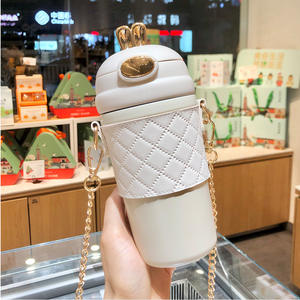 Tasses à café en céramique de voyage en acier inoxydable à double paroi, <span class=keywords><strong>gobelet</strong></span> à motif de <span class=keywords><strong>licorne</strong></span> de dessin animé, tasses réutilisables avec couvercles et pailles - Product Image 5