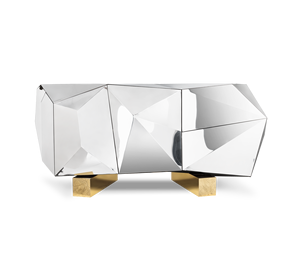 ダイヤモンドミラー付き高級シルバー収納サイドボードダイニングベッドルームアプリケーションガラスキャビネットホームホテルエレガントなビュッフェ装飾 - Product Image 4