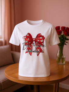 Camiseta con estampado de lazos para el Día de San Valentín, camiseta de manga corta con cuello redondo para mujer, estilo dulce, 100% algodón, corte regular, primavera y verano - Product Image 2