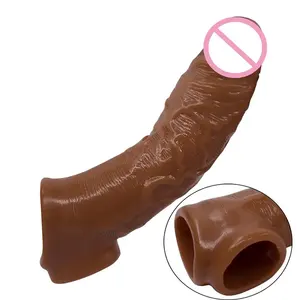 Ponto G Estimulação Atraso Ejaculação Partícula Penis Manga Para Homens Preservativos Reutilizáveis Para Sexo Camisinha De Cristal Marrom
