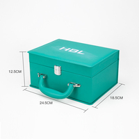 Mallette de luxe personnalisée en MDF et cuir, portable, avec compartiment pour ensemble de tasses, design estampé, pour le rangement de cosmétiques, d'articles d'artisanat ou de bougies