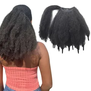 Neuheiten Cheveux Wrap Around Velcro Futura Schwarze Frauen Perücken Instant Yaki Clip Pferdes chwanz Extensions Synthetisches Haar Pferdes chwänze