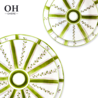 Offre Spéciale – Ensemble de 100 Assiettes de Présentation et Assiettes Plates en Porcelaine Fine, Vert Rayé Vintage, Écologiques et Personnalisables, Idéal pour Mariages