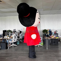 Costume de mascotte gonflable de poupée chinoise porte-bonheur de 2 m, costume de mascotte en fourrure de fille chinoise gonflable pour célébrer le Nouvel An chinois