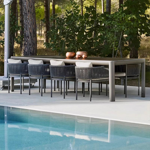 Ensemble de meubles de jardin nordiques patio salle à manger chaise et <span class=keywords><strong>table</strong></span> d'extérieur imperméable moderne Villa jardin aluminium tissé chaises en corde - Product Image 6