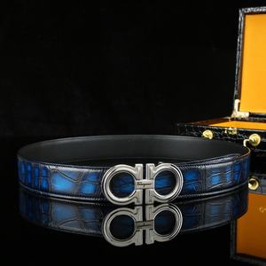 Ceintures de mode pour hommes en cuir de crocodile véritable de marque de luxe célèbre - Product Image 3