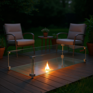 Vevor Glass <b>Fire</b> <b>Pit</b> <b>Table</b> 24 X 8 X 7 Inch Rectangle Gas Outdoor Portable With Spark Screen - Product Image 2