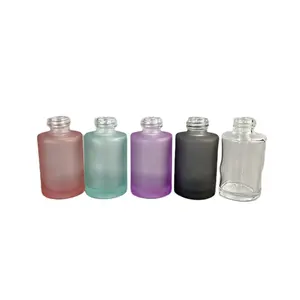 factory colorful frost glass cosmetic packaging bottle match with dropper 30ml 20/410