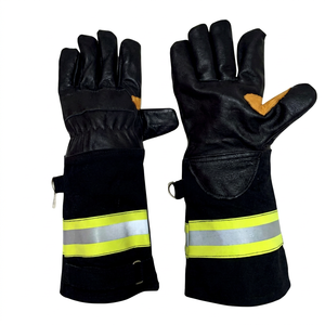 JNA GROUP <b>Fire</b> Fighting Safety Gloves Leather <b>7</b> oz 14 Inch Reflective Stripe Abrasion Resistant Smooth Texture Safety Cuff - Product Image 1