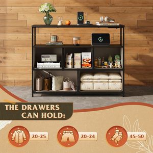 Salon entrée chambre 5 tiroirs commodes étagères ouvertes <span class=keywords><strong>commode</strong></span> de rangement <span class=keywords><strong>gris</strong></span> <span class=keywords><strong>foncé</strong></span> placard <span class=keywords><strong>commode</strong></span> tissu <span class=keywords><strong>commode</strong></span> - Product Image 4