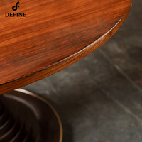 Nouveau Style Antique Hôtel Salon Restaurant Meubles Noir En Bois Et Base En Métal Ronde Loisirs Console Center Table