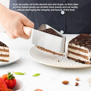 ไม้พายเค้กสี่เหลี่ยมสแตนเลส ด้ามจับคู่ ไม่ติดกระทะ อุปกรณ์เสิร์ฟเค้ก - Product Image 1