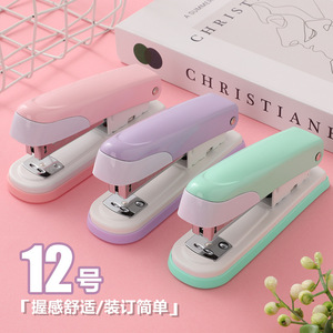 Mini Medium Stapler 12 Macaron Color Comfort Grip For Students Home Office Use - Product Image 1