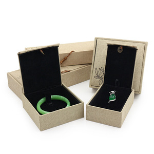 Servicios Personalizados Disponibles, Caja de Joyería de Estilo Retro Chino, Material de Lino, Caja de Joyería Decorativa con Borlas - Product Image 2