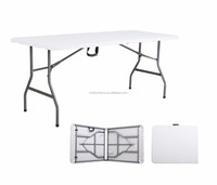 Ensemble table et banc pliants modernes en plastique léger et durable de 6 pieds pour usage extérieur, fabriqué en Chine
