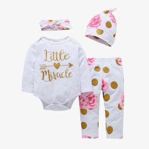 Ropa de Diseño para Niñas, Conjuntos de Romper de Algodón con Pantalones Florales para Bebés, Tienda China - Product Image 1