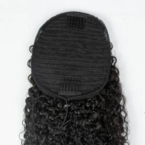 Shoumei nueva moda 12A grado brasileño crudo virgen cabello humano Natural negro Afro rizado cordón cola de caballo - Product Image 4