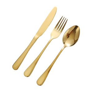 Chef Meis Stainless Steel Gold Knife Fork Spoon Set <b>Mirror</b> Polished Party Cutlery - Product Image 2