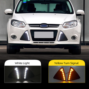 Couvercle de phare antibrouillard à LED DRL, pour <span class=keywords><strong>Ford</strong></span> <span class=keywords><strong>Focus</strong></span> 2012, 2013, <span class=keywords><strong>2014</strong></span>, 2015, 2 pièces, phare de jour avec signalisation de rotation jaune - Product Image 4