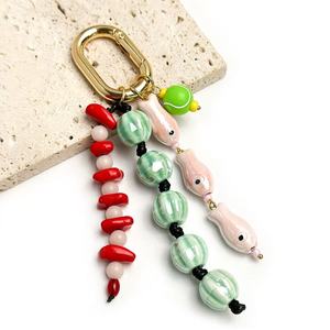 Grazioso Ciondolo a Forma di Pesce in Ceramica con Perline, <span class=keywords><strong>Portachiavi</strong></span> Decorativo Fatto a Mano per Borse da Donna - Product Image 6