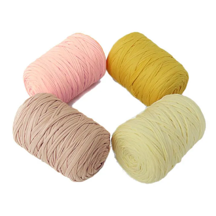 Soft and Colorful 100g 400g Roll 2cm 3cm Width 100% Polyester T-shirt Yarn for Handmade Crafts and Bags