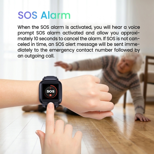 4G GPS Tracking Bracelet Heart Rate Health Monitor Fall Detection Smartwatch Elderly Watch with SOS Alarm Button