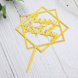 Adornos Acrílicos Dorados para Pasteles y Cupcakes, 24 Diseños, Paquete <span class=keywords><strong>de</strong></span> 10 Unidades, Decoraciones <span class=keywords><strong>de</strong></span> Feliz Cumpleaños, <span class=keywords><strong>Precio</strong></span> Económico - Product Image 5