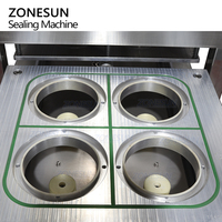 ZONESUN ZS-FK4C semi-automatique 4 têtes yaourt tasse jus de fruits gelée tasse rouleau Film chaleur Boba bulle thé Machine à sceller