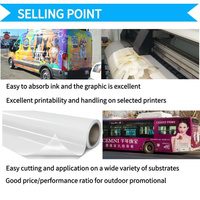 Rollo de Vinilo PVC Autoadhesivo Brillante al por Mayor, Compatible con Tinta de Pigmento para Impresión de Inyección de Tinta, Material Publicitario para Impresión de Formato Ancho