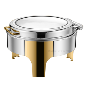Plats de service en or et argent pour la restauration, plats de luxe pour buffet d'hôtel avec chauffe-plats, plats de service pour <span class=keywords><strong>chef</strong></span> - Product Image 3