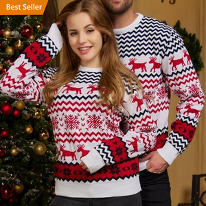 Venta al por mayor de invierno personalizado de las mujeres de la nieve Wapiti Elk Deer Stripe <span class=keywords><strong>Ugly</strong></span> Christmas Tops Jumper <span class=keywords><strong>Sweater</strong></span> Family - Product Image 1