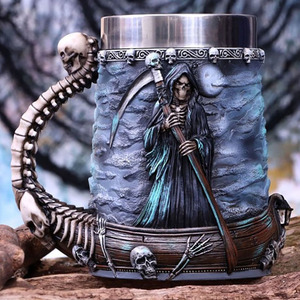 Unusual Stainless Steel <strong>Gothic</strong> Party Creative <strong>Drinking</strong> <strong>Glass</strong> 3D Skull Mug Skeleton Punk Style Wine Whiskey Skull Beer <strong>Glasses</strong> - Product Image 1