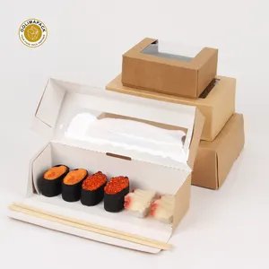 Caja de embalaje Biodegradable de Papel Kraft para Sushi, con ventana, muestra gratis