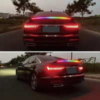 Universel 12V Voiture Multifonctionnel Aile Arrière Rouge En Fiber De Carbone LED Hayon Clignotant Frein Arrêt Queue Spoiler Bande Lumineuse