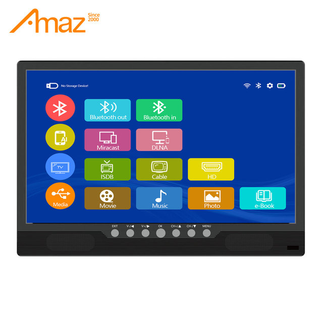 17inch TV HD Input 16:9 USB Play Portable Television Built in Battery TV