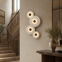 Applique murale intérieure en pierre d'albâtre, lampe LED contemporaine en marbre à disques superposés, pour salon, couloir, chambre à coucher, chevet, décoration