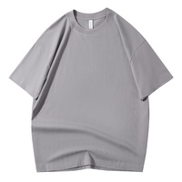 210g 100% katoenen gebreide O-hals effen casual zomer T-shirt voor heren & dames, korte mouw, anti-pilling, loose fit