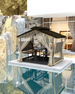 Gazebo Moderno de Lujo para Exteriores, de Aluminio, con Cortinas, Pérgola Impermeable, Pabellón para Jardín, Villa, Piscina, Resistente a la Intemperie - Product Image 2