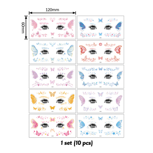 <span class=keywords><strong>Tatuaggi</strong></span> Temporanei Impermeabili Glitterati a Forma di Farfalla per Viso e Occhi, Adesivi per Trucco Effetto Faccine di Fata di Shinein - Product Image 2