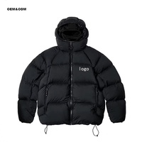 Veste matelassée en toile noire personnalisée pour hommes col montant fermeture à glissière manteau d'hiver décontracté pour l'automne avec devant enduit