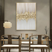 Peinture acrylique décorative faite à la main avec texture en feuille d'or Logo personnalisé affiche décor Art mural