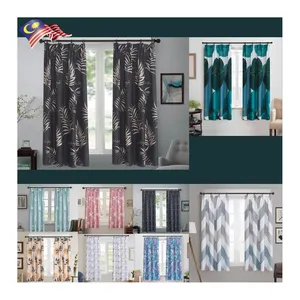 Hook Type Modern Langsir Curtain fabric Semi Blackout Langsir Pintu Door Curtain fabric Ready Stock In Malaysia Tirai Tingkap