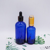 Bouteille d'acupuncture en verre bleu au Cobalt, avec compte-gouttes noir, 30ml, 10 ml