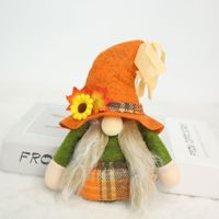 Figurine de gnome sans visage transfrontalière pour Thanksgiving, chapeau pointu à carreaux tournesol, petite décoration de table, en stock, lot mixte