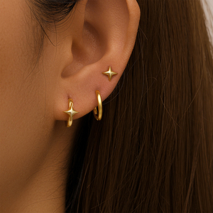 ROXI 3 Pieces Set 925 <b>Sterling</b> <b>Silver</b> Star Classic Ear <b>Stud</b> and Hoop Huggie Earring Set for Women Men - Product Image 4