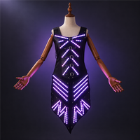 Nouvelle robe longue LED lumineuse pour femme, ensemble d'armure de cosplay avec batterie rechargeable pour tenue de spectacle de fête annuelle
