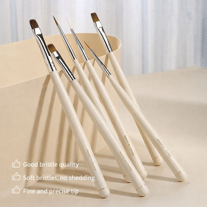 OEM Custom Oval Nylon Nail Brush Set White <b>Cap</b> Light Handle Durable Gel Liner Painting Tool for Nail Art Studio Supplies - Product Image 2