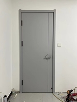 Porte intérieure moderne en bois gris, porte composite à panneau plat pour chambre à coucher, hôtel, appartement et projet de bureau